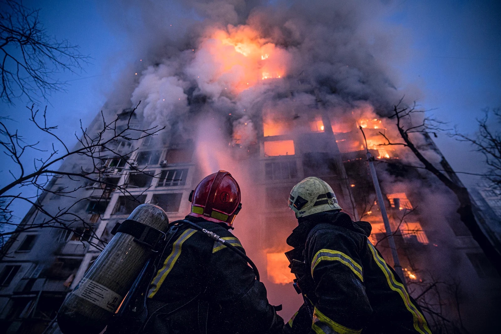 UNDP Ukraine — crisis response firefighter first responders at the scene of a building explosion during the conflict in Ukraine
